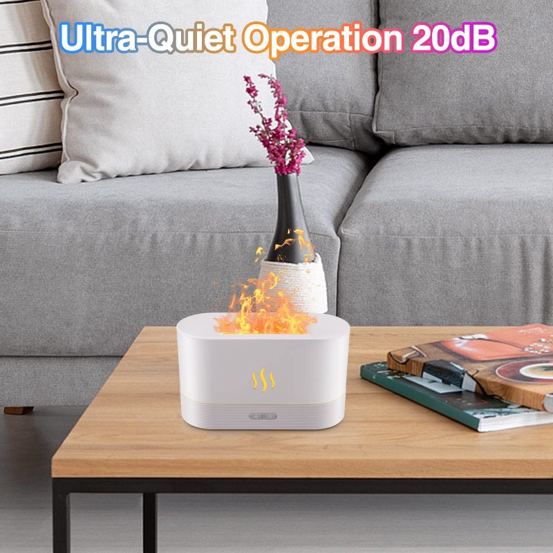 SENMUL Essential Oil Diffuser, Flame Oil Diffuser - Aromatherapy Aroma Humidifier, Upgrade 7 Colors Noiseless - Perfect for Bedroom Home Office (180ml Classic Flame, White) - Image 5