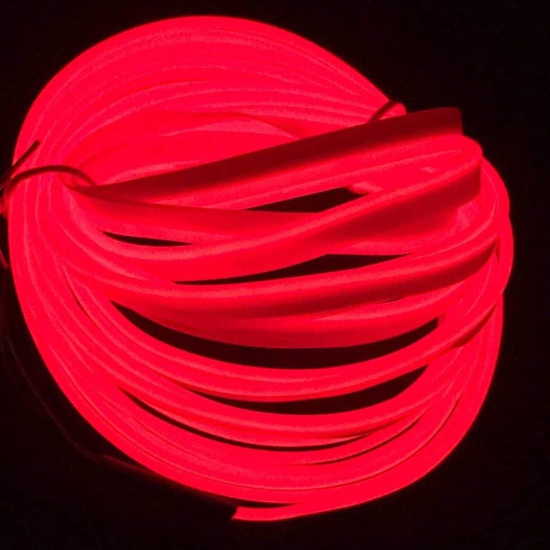 ABALDI El Wire Car LED Interior Lights, Neon Glowing Electroluminescent Wire Lights (5m/16ft, Red) - Image 3