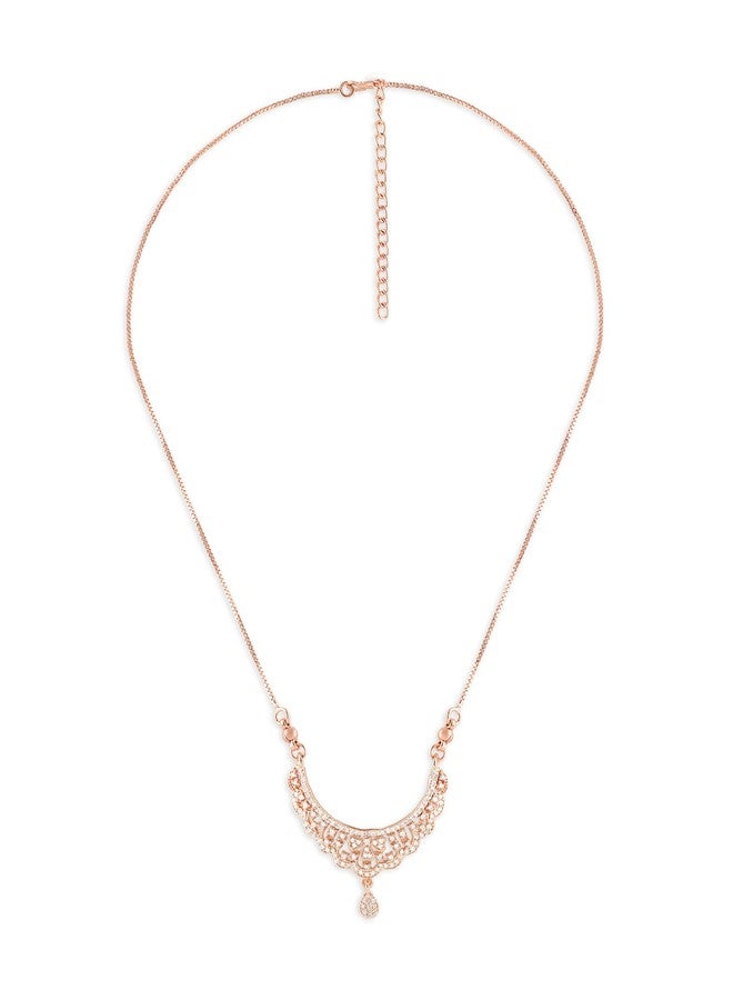 ZAVERI PEARLS Rose Gold Tone Dazzling Cubic Zirconia Contemporary Necklace For Women-ZPFK22166 - Image 1