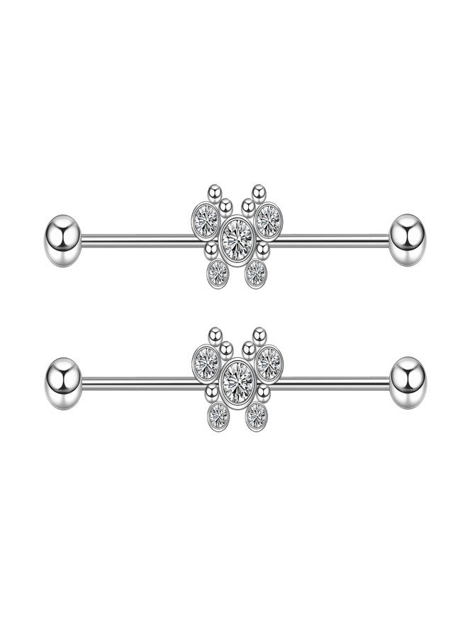 Lantine 16G CZ Butterfly Industrial Piercing Jewelry Barbell Scaffold Piercing 38mm Bar Cubic Zirconia for Women Men - Image 1