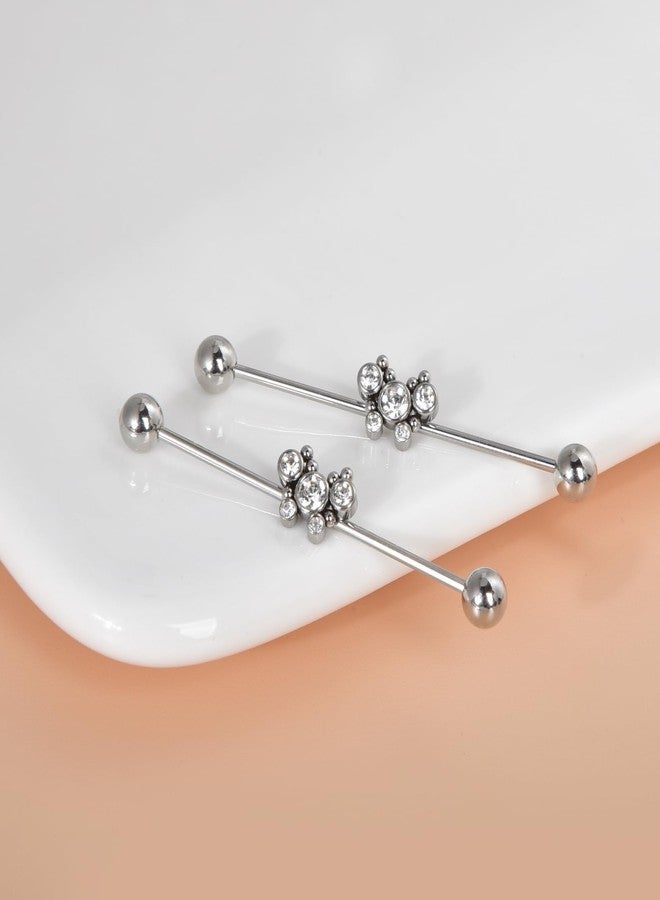 Lantine 16G CZ Butterfly Industrial Piercing Jewelry Barbell Scaffold Piercing 38mm Bar Cubic Zirconia for Women Men - Image 3