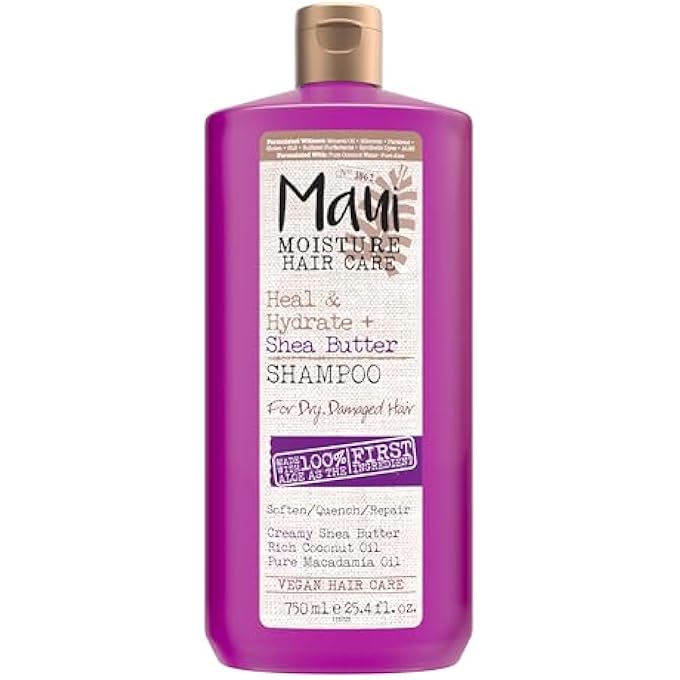 MAUI MOISTURE HEAL & HYDRATE + SHEA BUTTER SHAMPOO FOR DRY, DAMAGED CURLS HELPS REVIVE CURLY & COILY HAIR WITH COCONUT OIL & MACADAMIA OIL, VEGAN & SULFATE-FREE SURFACTANTS, 25.4 FL. OZ - Image 2