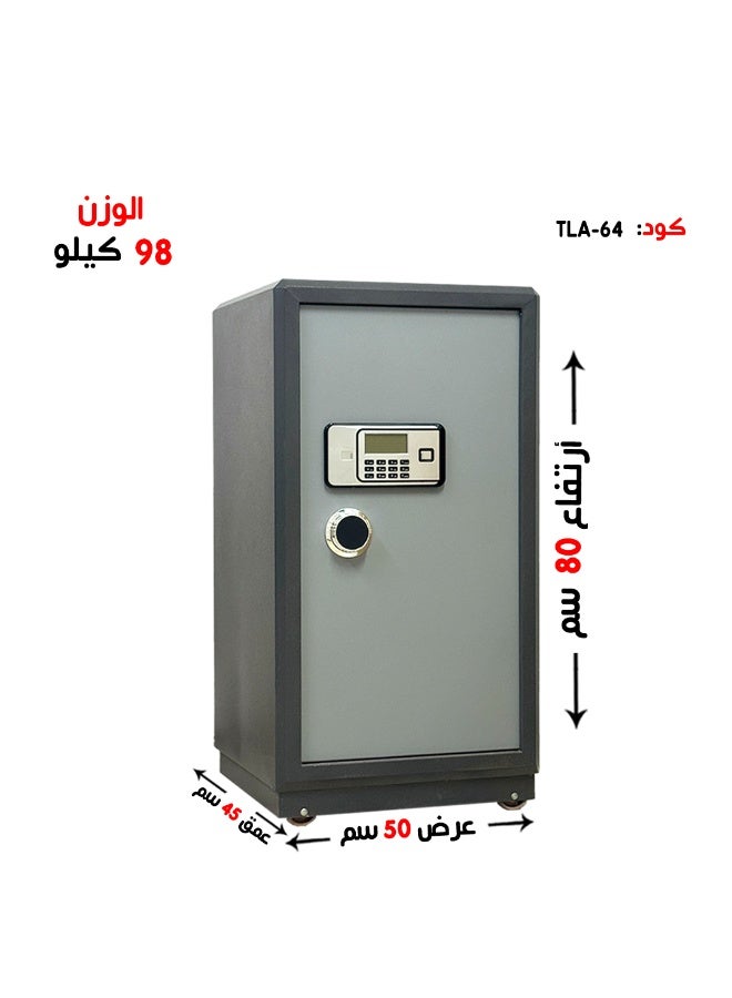 3-Shelves Electronic Safe with LCD Display and Battery Operated Anti-Theft System  84kg size 50*45*80cm, Grey - Image 1