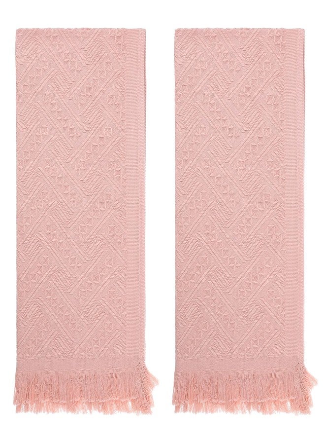 Shimmeroo 2PCS Pink Hand Towel for Bathroom,30×13Inch-Cute Boho Hand Towels Soft Absorbent,Face Cloths Soft Feeling Turkish Towel for Bath,Kitchen - Image 1