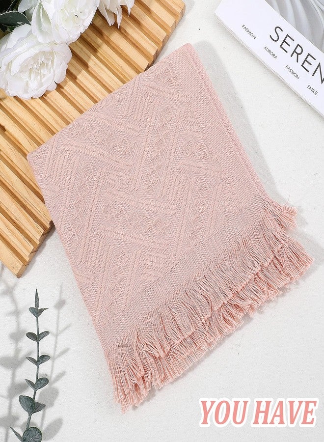Shimmeroo 2PCS Pink Hand Towel for Bathroom,30×13Inch-Cute Boho Hand Towels Soft Absorbent,Face Cloths Soft Feeling Turkish Towel for Bath,Kitchen - Image 4