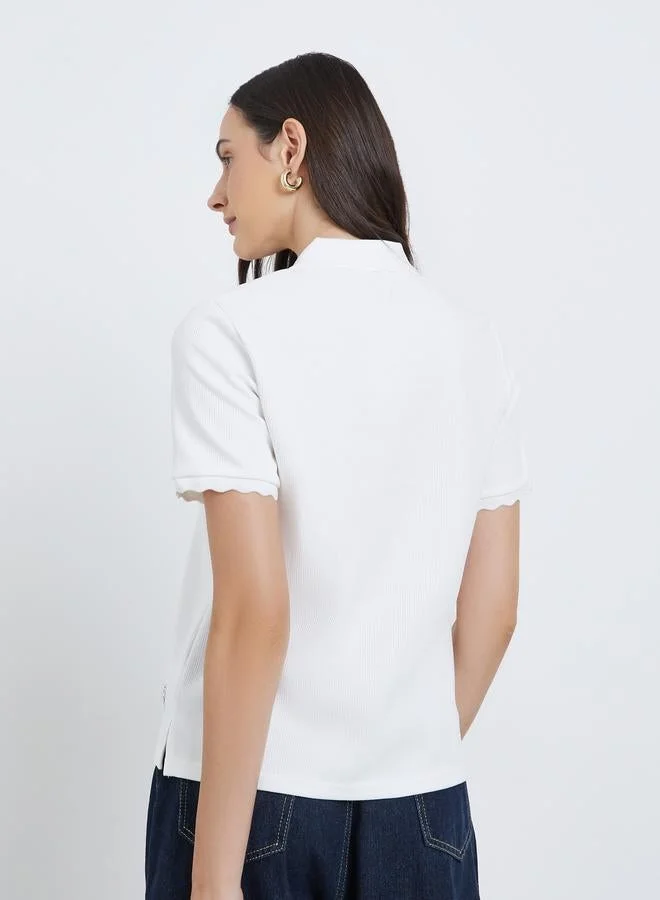 Styli Solid Buttoned Regular Fit Polo T-Shirt