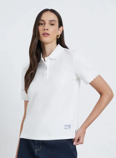 Styli Solid Buttoned Regular Fit Polo T-Shirt