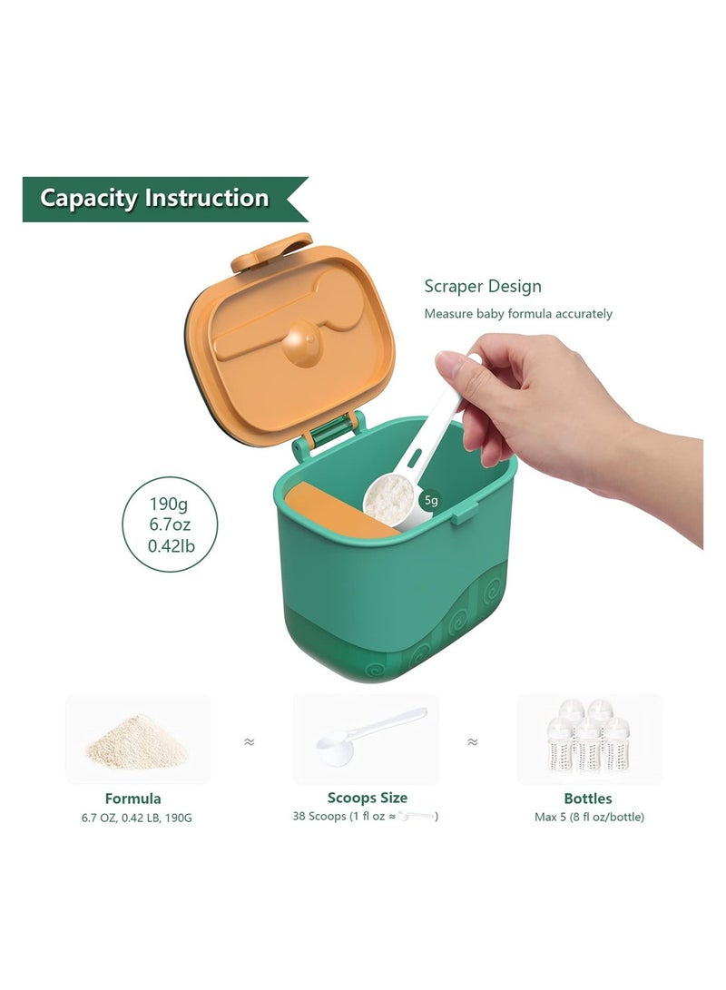KASTWAVE Baby Formula Dispenser Portable Milk Powder Formula Container for Travel Non-Spill Smart Baby Milk Powder Formula Dispenser 380 ML Green - Image 5