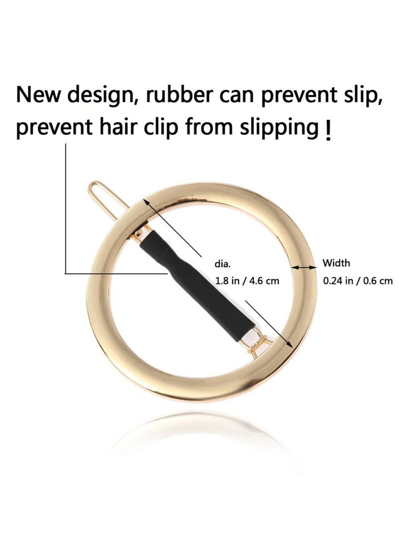 Goolsky 2 Pcs Minimalist Hair Clip for Women and Girls, Newly designed Hollow Hoop Round Circle Geometric Metal Hair Clip Bobby Pin Ponytail Holder Hair Accessories(Gold & Silver)  - Image 2
