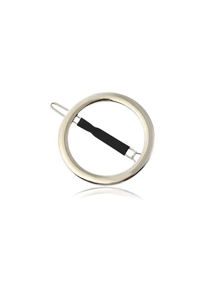 Goolsky 2 Pcs Minimalist Hair Clip for Women and Girls, Newly designed Hollow Hoop Round Circle Geometric Metal Hair Clip Bobby Pin Ponytail Holder Hair Accessories(Gold & Silver)  - Image 4
