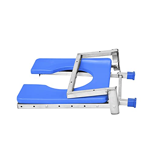 NEOSAFE Stainless Steel Premium Folding Shower Bathing Room Wall Mount Commode Stool Indian Toilet Seat for Elderly Disabled man and Pregant Women Support - Blue (120Kg, Set of 1) - Image 3