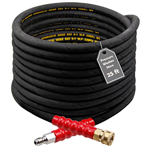 Twinkle Star 25FT Pressure Washer Hose with 3/8 Inch Quick Connect, High Tensile Wire Braided Power Washer Hose, 4000 PSI - Image 1