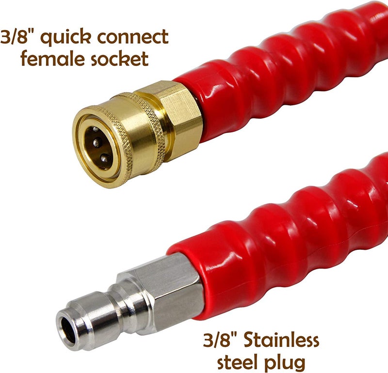 Twinkle Star 25FT Pressure Washer Hose with 3/8 Inch Quick Connect, High Tensile Wire Braided Power Washer Hose, 4000 PSI - Image 2