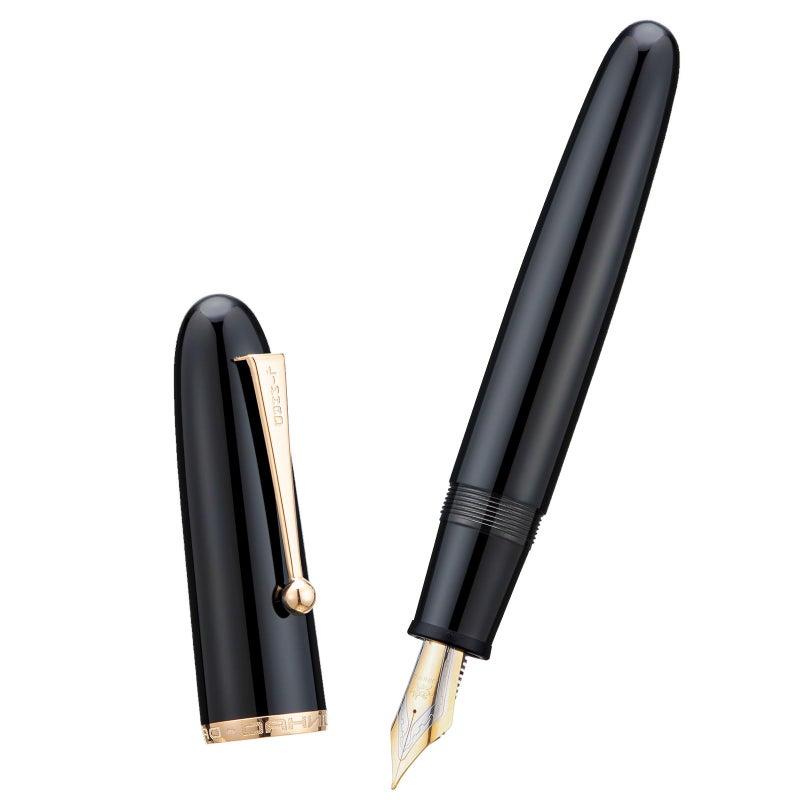 Lanxivi Jinhao 9019 Fountain Pen Dadao Series Black Acrylic Gold Trim #8 Medium Nib with Large Converter for Writing, Signature and Calligraphy - Image 5