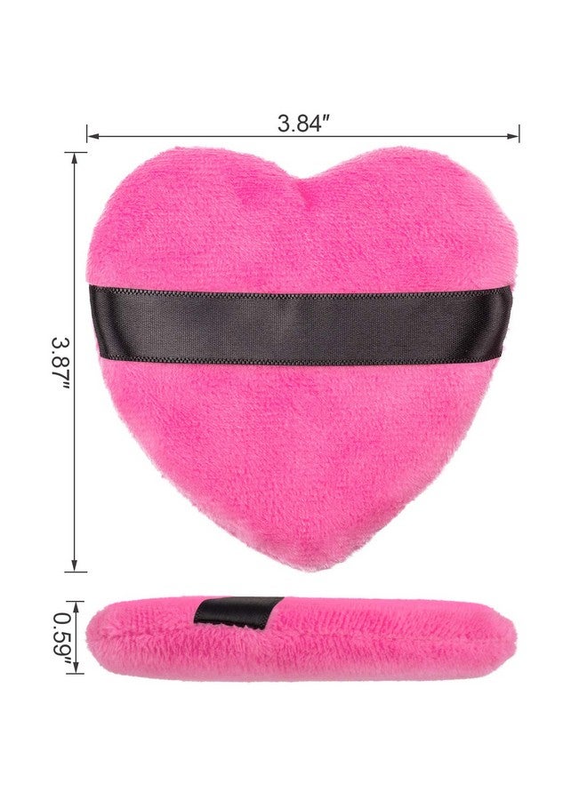 OIIKI 4Pcs Makeup Puffs, Cotton Powder Puff, Makeup Tool Sponges Blender Cleanser, In Love Shape With Strap, For Cosmetic (Gray+White+Rose+Black) - Image 2