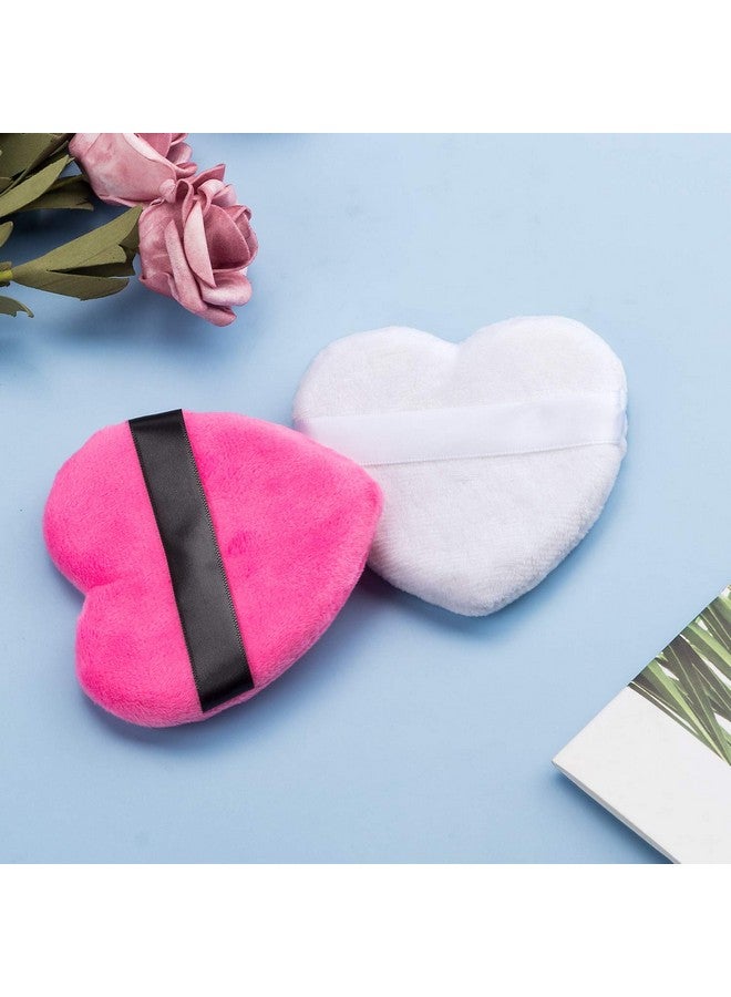 OIIKI 4Pcs Makeup Puffs, Cotton Powder Puff, Makeup Tool Sponges Blender Cleanser, In Love Shape With Strap, For Cosmetic (Gray+White+Rose+Black) - Image 5