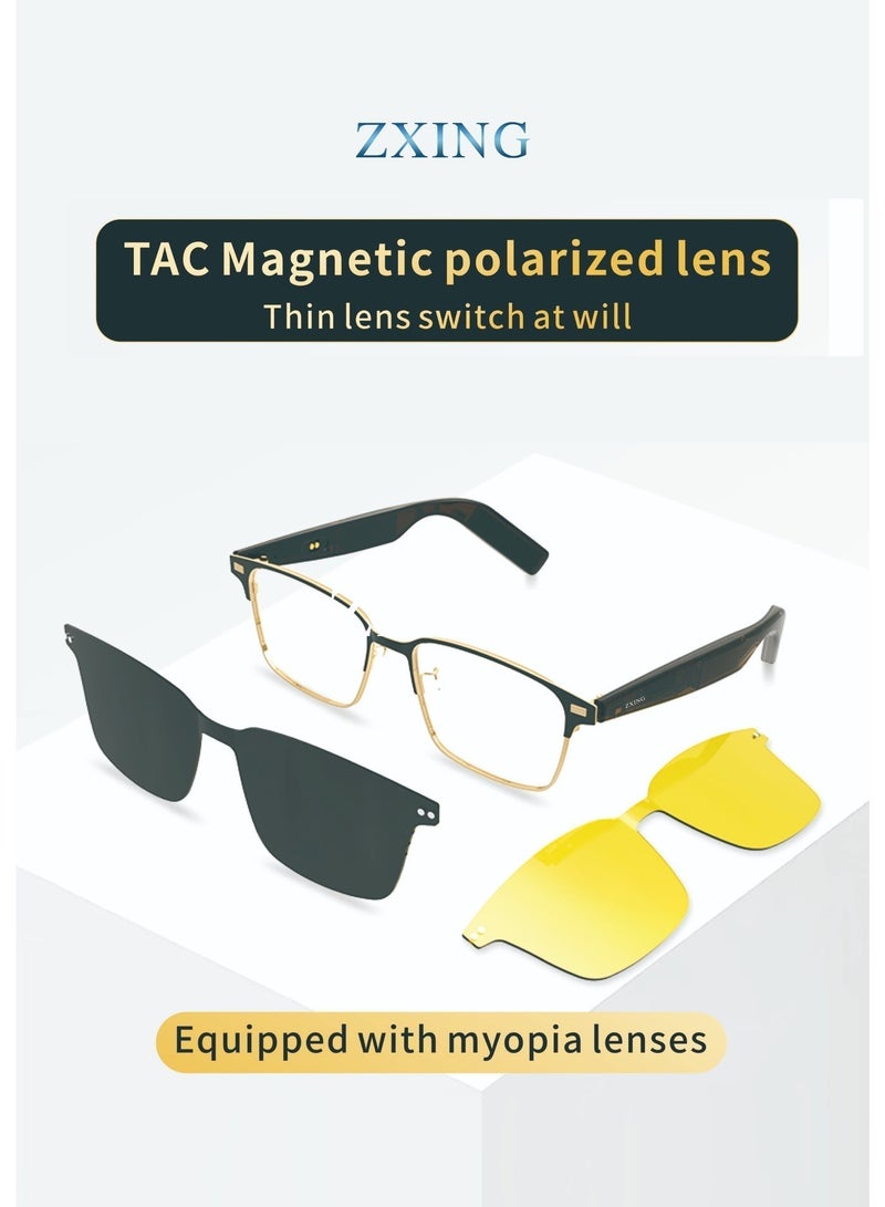 ZXING Smart Audio Glasses Italian Design Frame Dual Open Ear Speakers Bluetooth AI Voice Assistant Magnetic Charging Waterproof IPX4 Music Calls Night Driving Anti Glare 2026 Tech Gift - Image 4