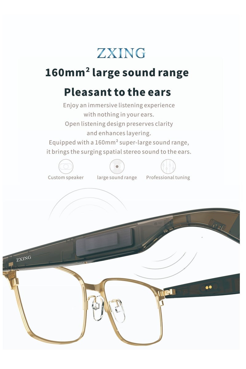 ZXING Smart Audio Glasses Italian Design Frame Dual Open Ear Speakers Bluetooth AI Voice Assistant Magnetic Charging Waterproof IPX4 Music Calls Night Driving Anti Glare 2026 Tech Gift - Image 1