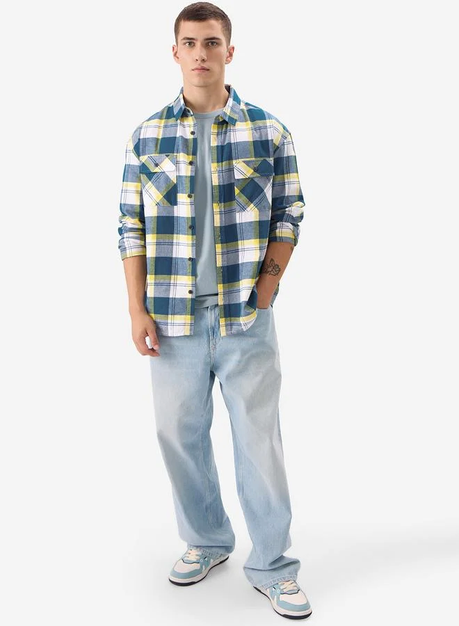 The Souled Store Men Multi Checkered Flannel Utility Shirt