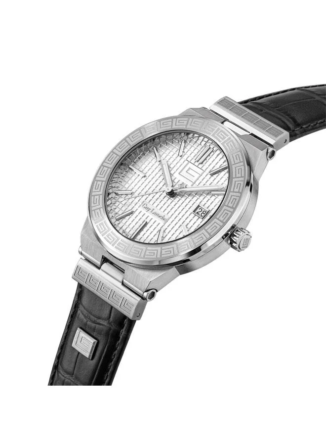 غاي لاروش Sacha 42mm Men's Analog Swiss Watch with Black Genuine Leather Strap
