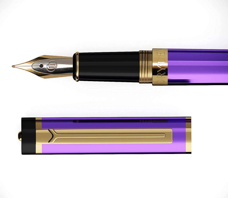 Dryden Designs Fountain Pen. Medium Nib Premium Box | 6 Ink Cartridges Included (Decadent Purple) - Image 3