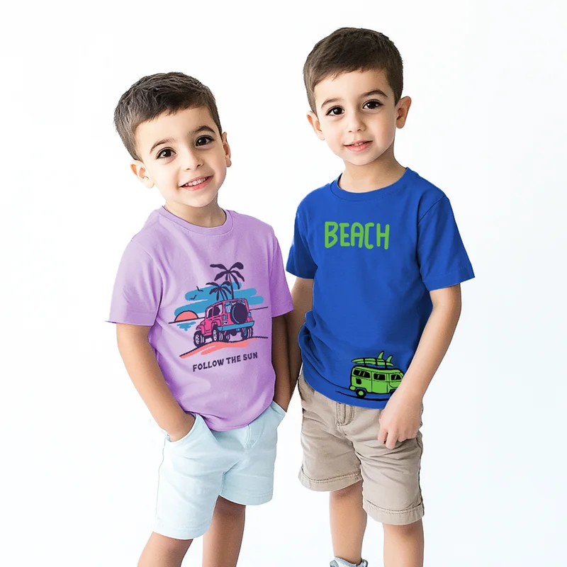 نوتيناتي تيشيرتات شاطئ قطنية مطبوعة برسومات للأولاد من نوتيناتى عبوة من قطعتين