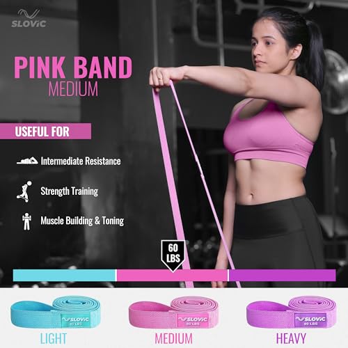 SLOVIC Long Fabric Resistance Bands [28 Kgs] Resistance Band for Pull up | Exercise Bands for Workout | Gym Equipment for Home Workout for Men & Women | Resistance Band Set for Thighs, Abs, Stretching - Image 2