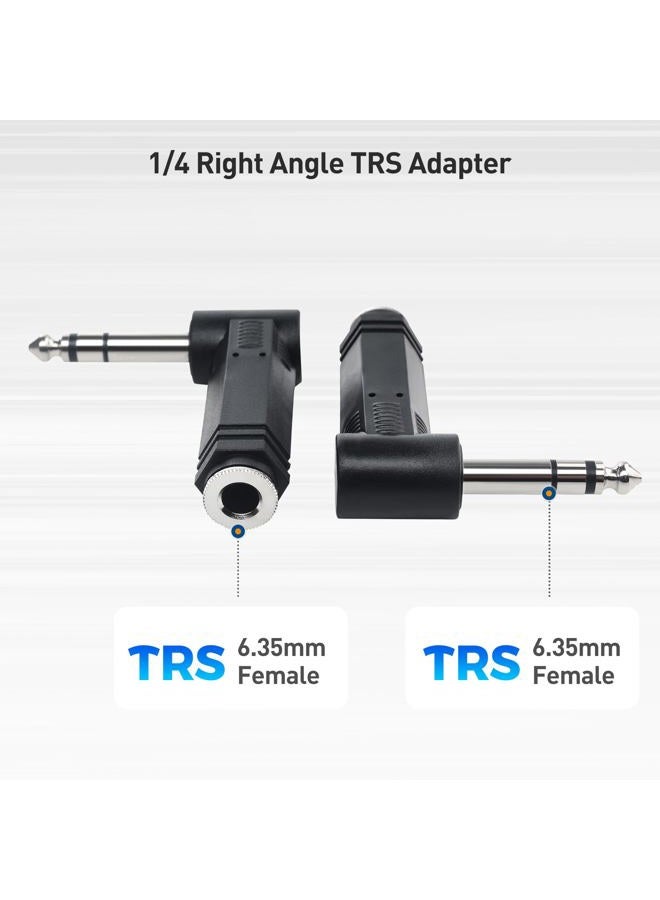 Cable Matters 2-Pack 1/4 Right Angle TRS Adapter - 6.35mm Right Angle Adapter/Straight to Right Angle 1/4 TRS Audio Connector for Professional Audio Equipment - Image 2