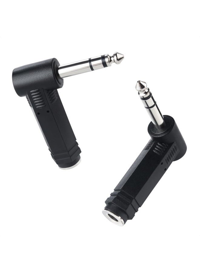 Cable Matters 2-Pack 1/4 Right Angle TRS Adapter - 6.35mm Right Angle Adapter/Straight to Right Angle 1/4 TRS Audio Connector for Professional Audio Equipment - Image 1
