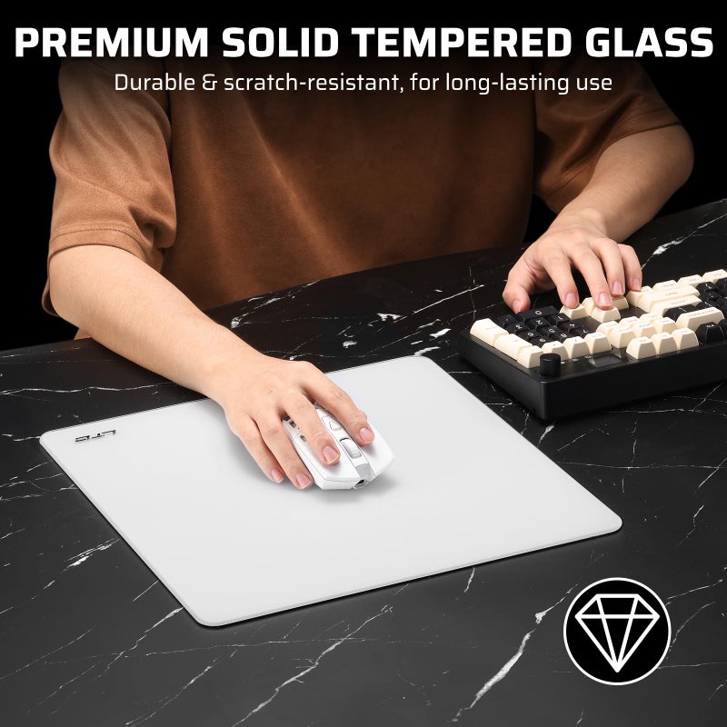 LTC Tempered Glass Gaming Mousepad, Ultra-Smooth Micro-Etched Surface Mouse Pad for Top Control and Speed, Anti-Slip Full Rubber Base, Professional Large Mouse Mat for FPS Gamers, 13X13in - Image 5