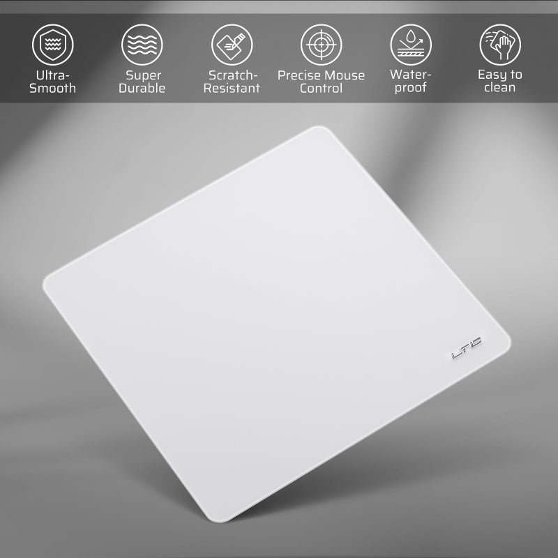 LTC Tempered Glass Gaming Mousepad, Ultra-Smooth Micro-Etched Surface Mouse Pad for Top Control and Speed, Anti-Slip Full Rubber Base, Professional Large Mouse Mat for FPS Gamers, 13X13in - Image 3