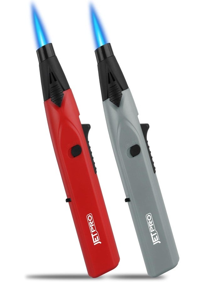 JETPRO Stick Lighter Kitchen Torch Lighter with Jet Flame and Standard Flame Refillable Adjustable and with Safety Lock - Ideal for Barbecue Fireplace or Campfire (Butane Gas NOT Pre-filled) - Image 1
