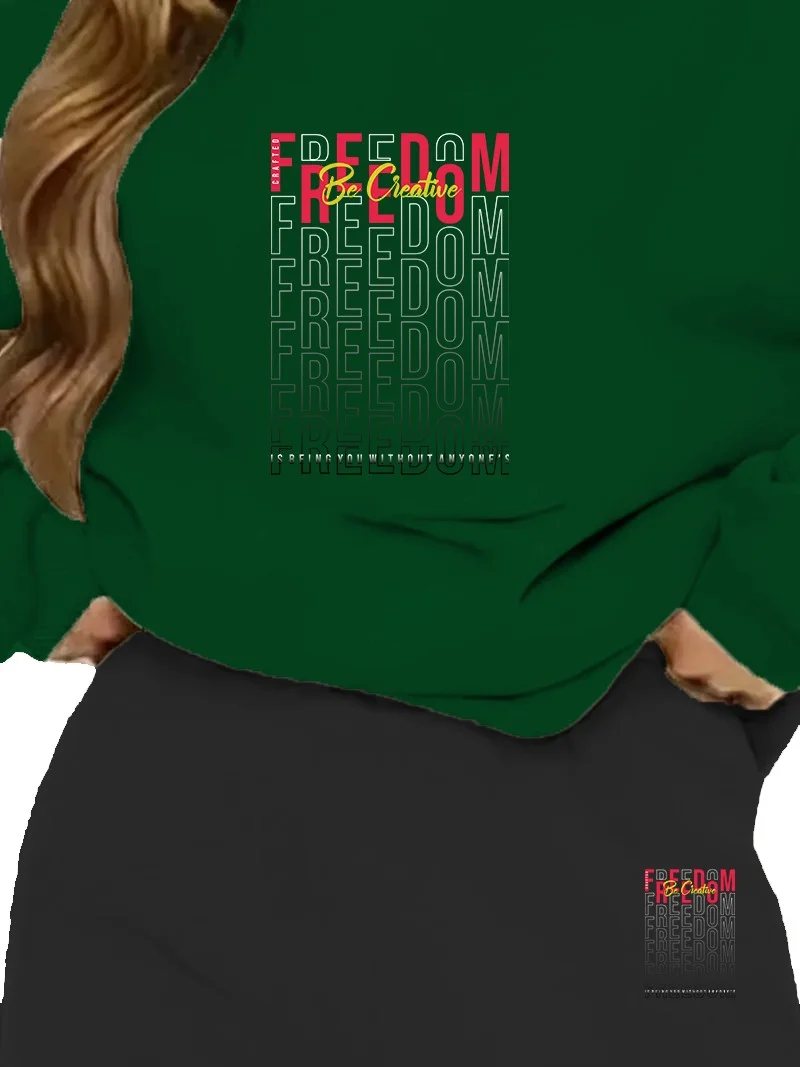 DogFish Tracksuit Set Oversize Freedom Printed Tracksuit Set,lover,couple Combination Green