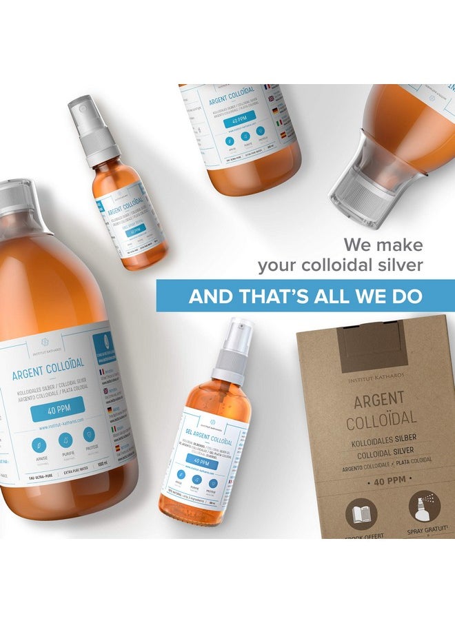 Institut Katharos - Pure Colloidal Silver Gel 40 Ppm • 100% Natural And Only 3 Ingredients • Optimal Texture And Absorption (Better Than Creams) • Amber Glass And Ultra Practical Pump • Ebook Included • Institut Katharos - Image 1