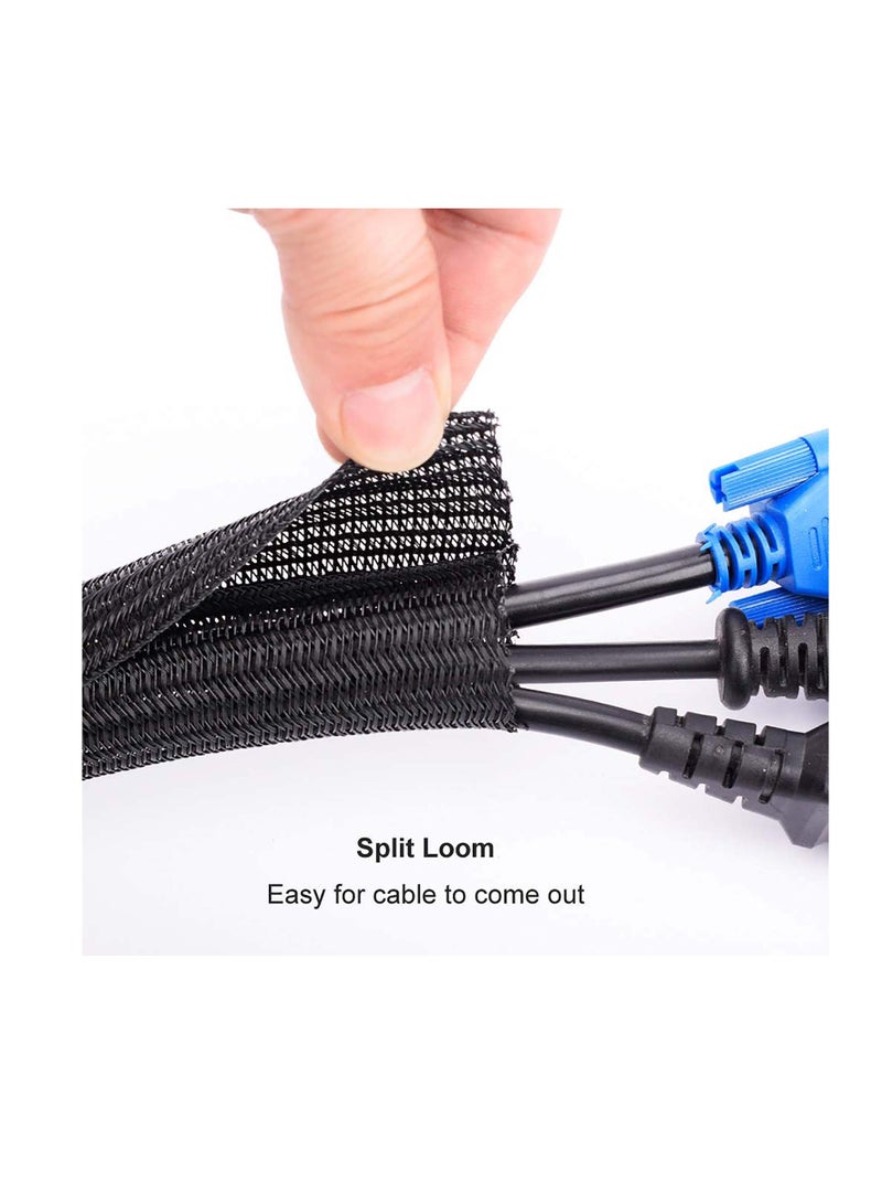 SYOSI Cord Protector, Cable Sleeve, Cable Organizer, Cord Management, Cable Sleeve Split Sleeving, Protect Cat From Chewing Cords, for Desk TV Computer, Wire Protector Cable, for Home Office - Image 2