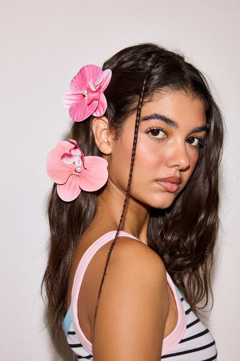 DeFacto Pink Woman Woman 2 Piece Pink Floral Hair Clips Casual - Image 1