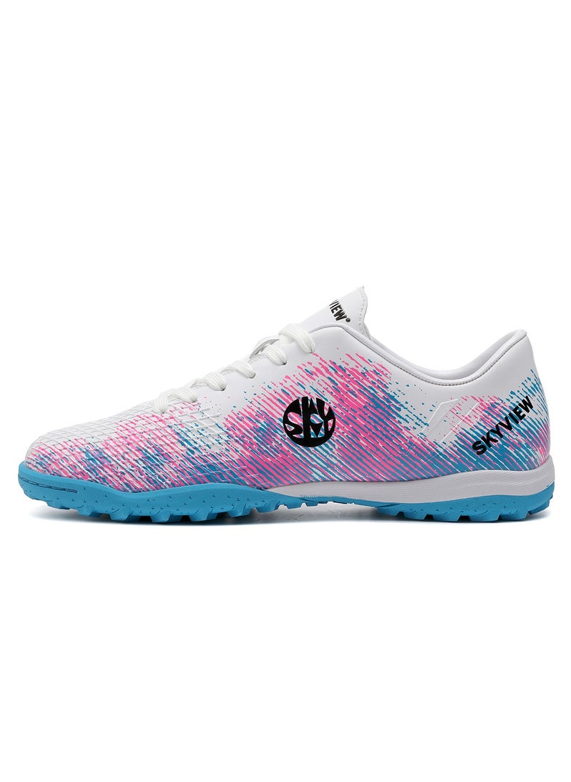 Sky View SKY VIEW Boys And Girls Soccer Cleats Turf Soccer Shoes For Kids Indoor Outdoor Children Unisex Football Boots IC or IN Flat Wide Training Sneaker White Pink  - Image 2