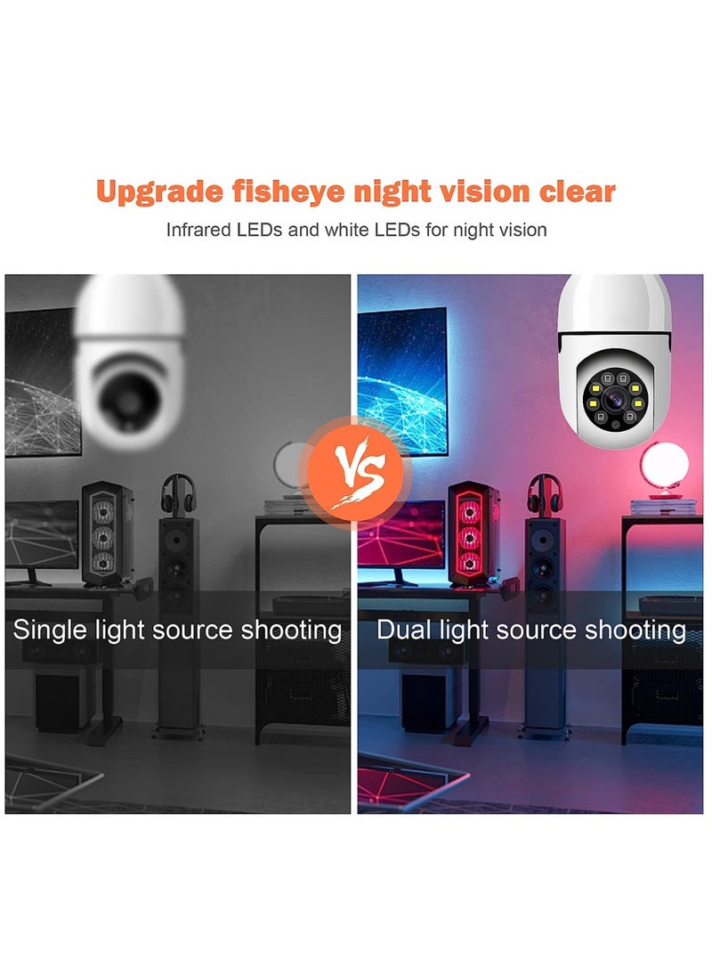 ELTRAZONE - 1080P Wireless Tovnet Wifi Pan/Tilt Light Bulb Security Camera, 360 Degrees 3.0MP Cam Home Surveillance CCTV Panoramic IP Camera, with Night Vision, Two Way Audio, Smart Motion Detection - Image 1