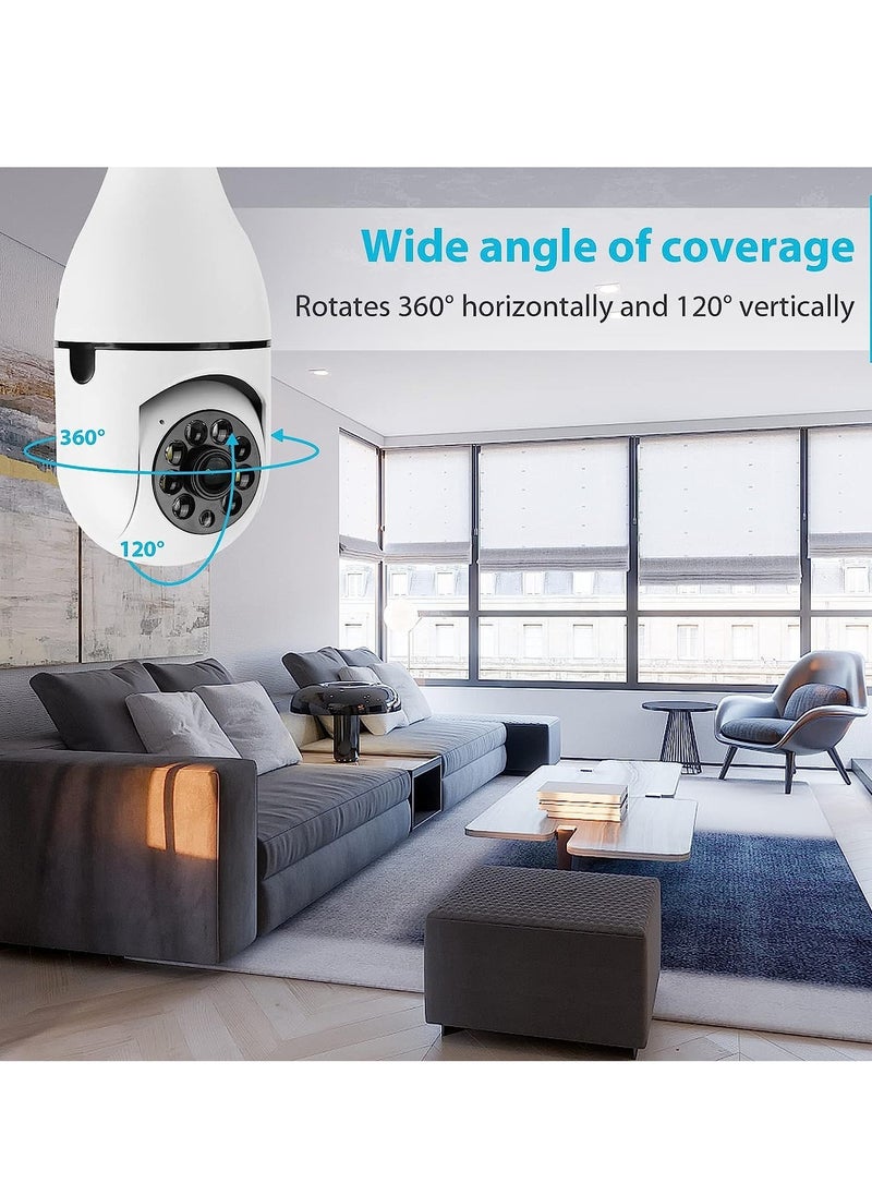 ELTRAZONE - 1080P Wireless Tovnet Wifi Pan/Tilt Light Bulb Security Camera, 360 Degrees 3.0MP Cam Home Surveillance CCTV Panoramic IP Camera, with Night Vision, Two Way Audio, Smart Motion Detection - Image 1