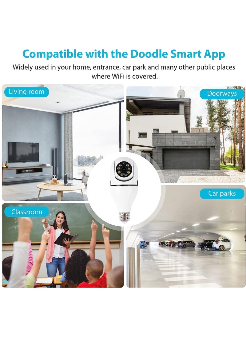 ELTRAZONE - 1080P Wireless Tovnet Wifi Pan/Tilt Light Bulb Security Camera, 360 Degrees 3.0MP Cam Home Surveillance CCTV Panoramic IP Camera, with Night Vision, Two Way Audio, Smart Motion Detection - Image 1