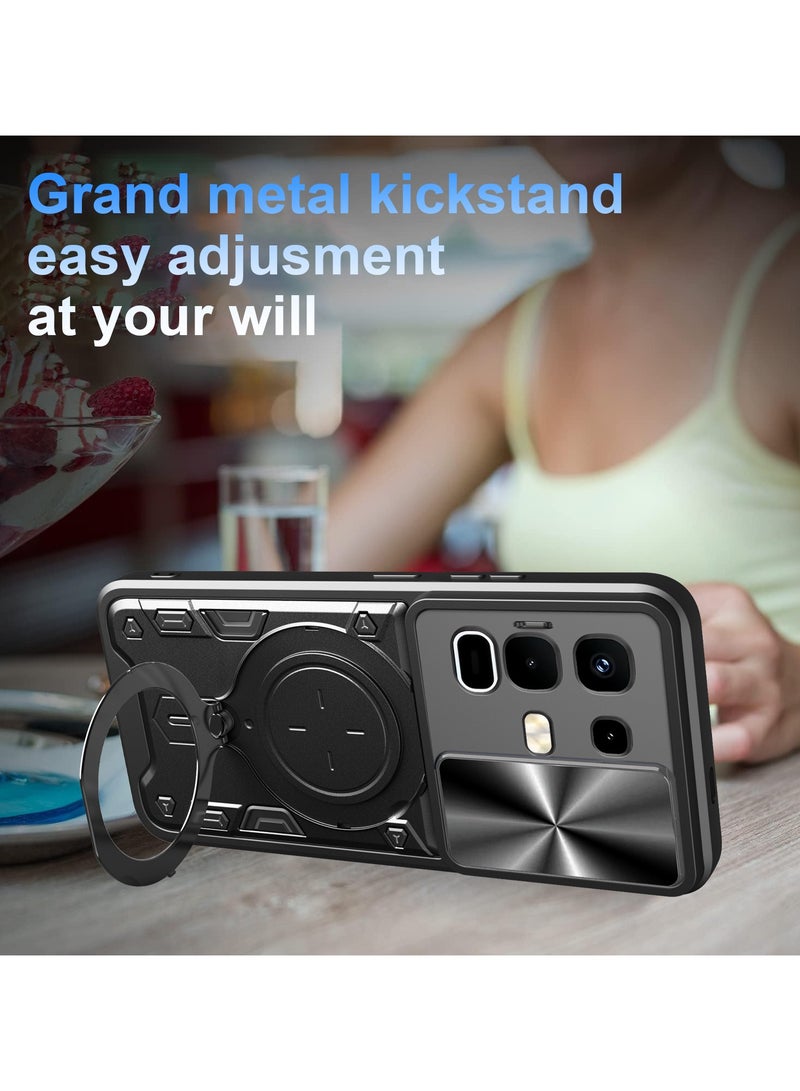 general Case compatible with Infinix Note 50s 5G, built-in sliding lens protection and 360° rotatable ring stand and hinge protection, folding case - Image 2