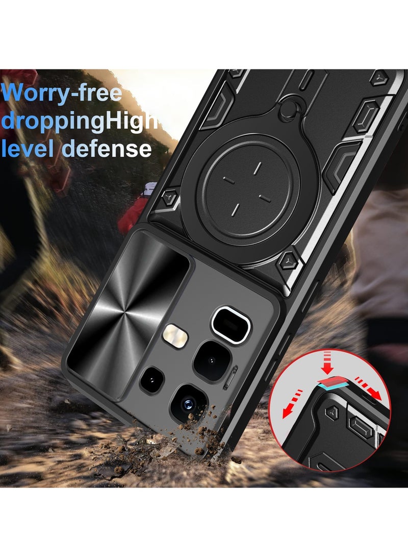 general Case compatible with Infinix Note 50s 5G, built-in sliding lens protection and 360° rotatable ring stand and hinge protection, folding case - Image 4