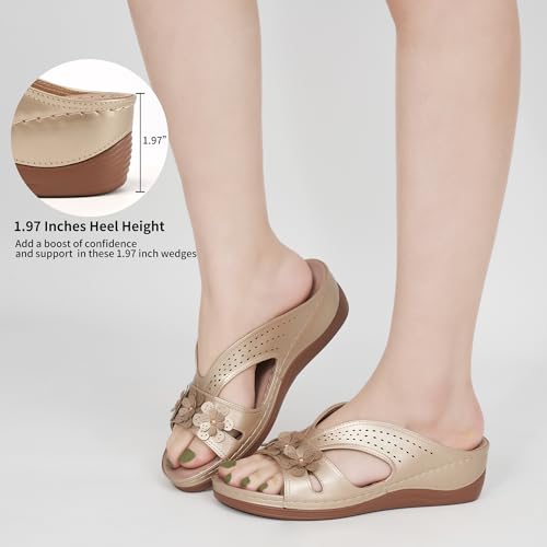 Ecetana Sandals for Women Wedge Shoes: Slip On Dressy Summer Comfortable Slides Sandals Lightweight Memory Foam Platform Shoes - Image 5