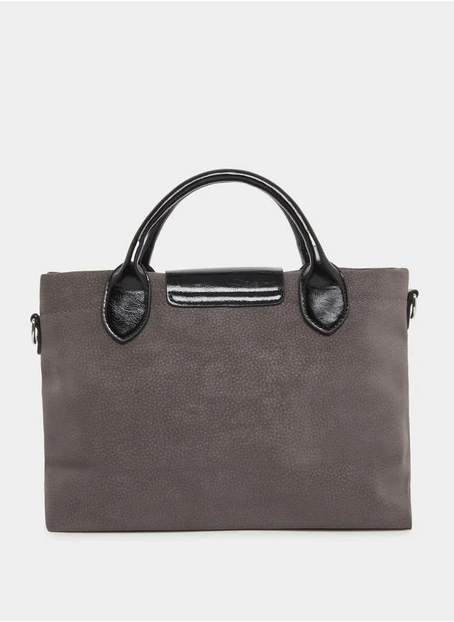 Styli Styli Solid Tote Bag with Contrast Dual Handle