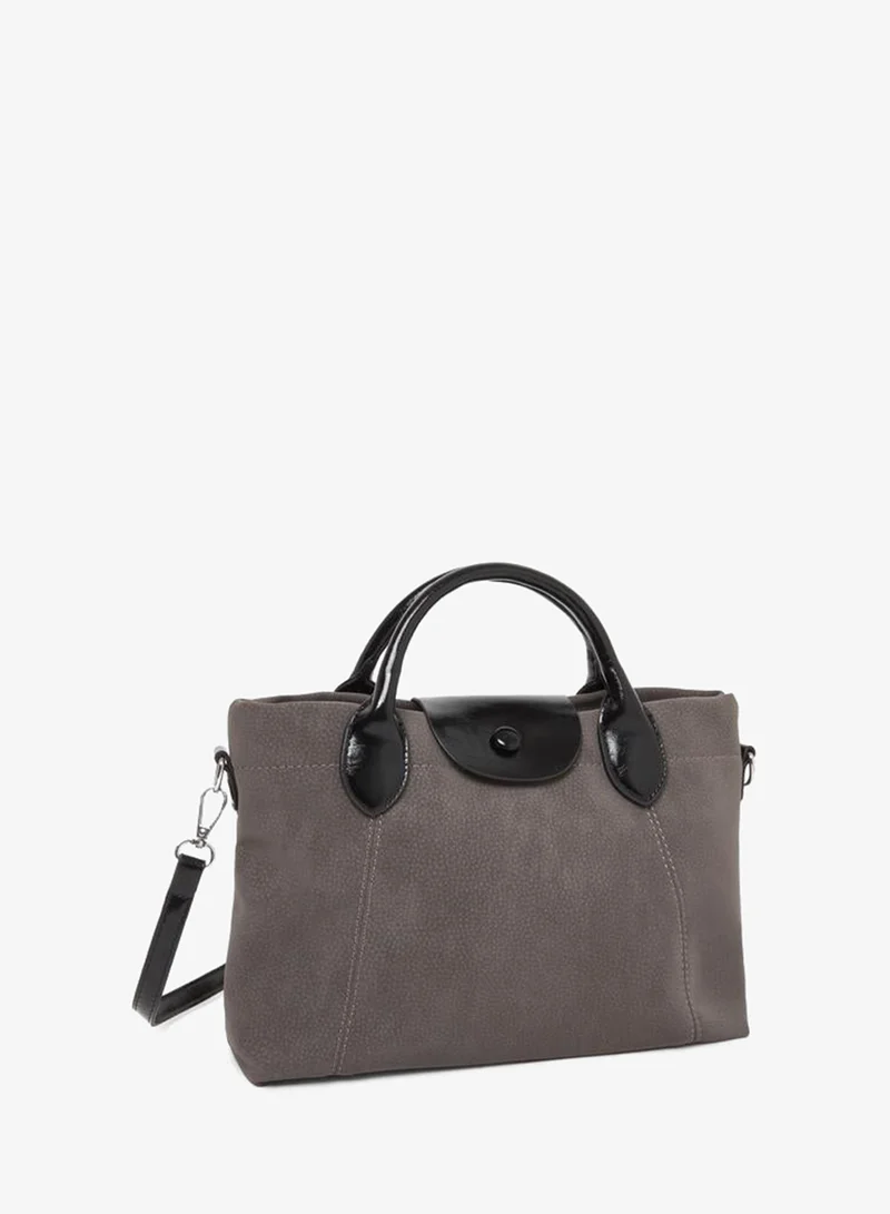 Styli Styli Solid Tote Bag with Contrast Dual Handle