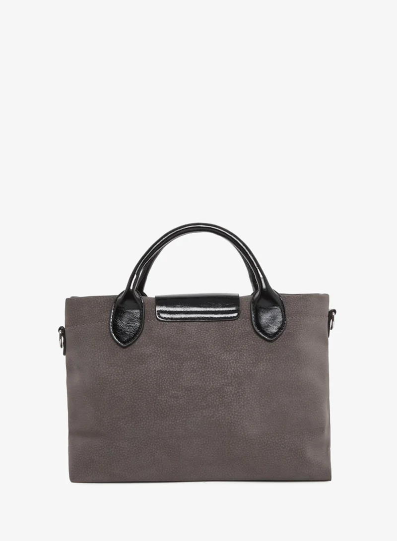 Styli Styli Solid Tote Bag with Contrast Dual Handle
