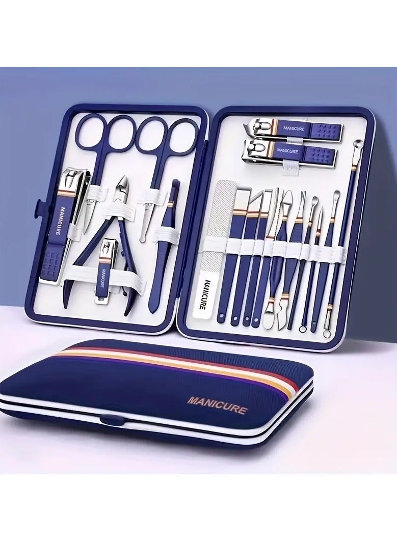 أوريتي مجموعة باديكير كاملة مكونة من 19 قطعة للرجال والنساء تتضمن مقص أظافر وقواطع أذن وملعقة ومبردات مثالية لقص أظافر القدم والعناية بها - Image 1