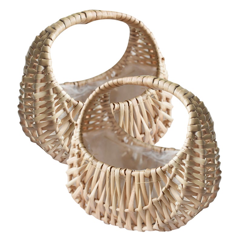 2pcs Woven Flower Arrangement Baskets Woven Flower Basket Flower Basket Flower Woven Basket - Image 1