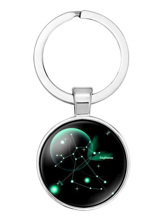 NIBEMINENT Alloy Glass Galaxy Starry Zodiac Sign Pendant Key Chain - Image 1