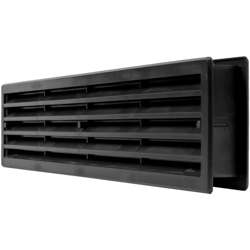 Repa Market 18" x 4" Inch Black Plastic Door Grille - Garage Door Vent - Vent Cover for Interior Doors - Rectangular Air Vent Cover Guard - Universal Furniture Ventilation (17.7" x 3.60" Inch) - Image 1